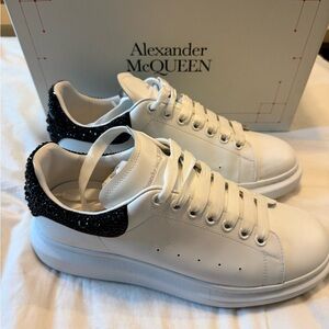 Alexander McQueen White Sneakers with Black Accents